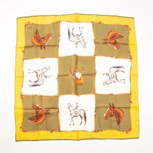Vintage Equestrian Hand Printed Scarf 70s Accessories Made in Japan Fundraiser f